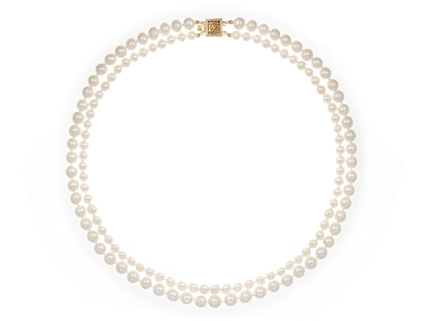 Eugénie Double-strand White Natural Pearl Necklace for Brides