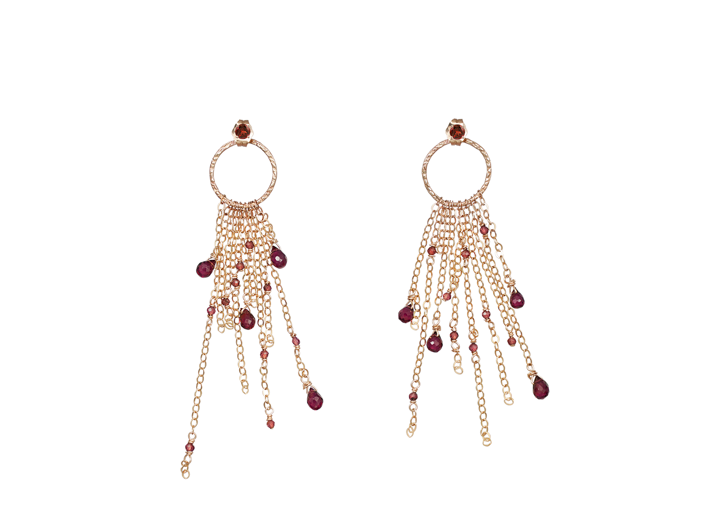 Hera - Garnet Tassel Earrings