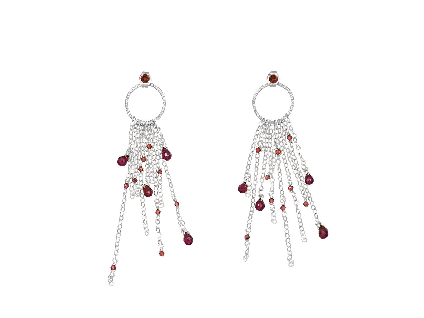 Hera - Garnet Tassel Earrings