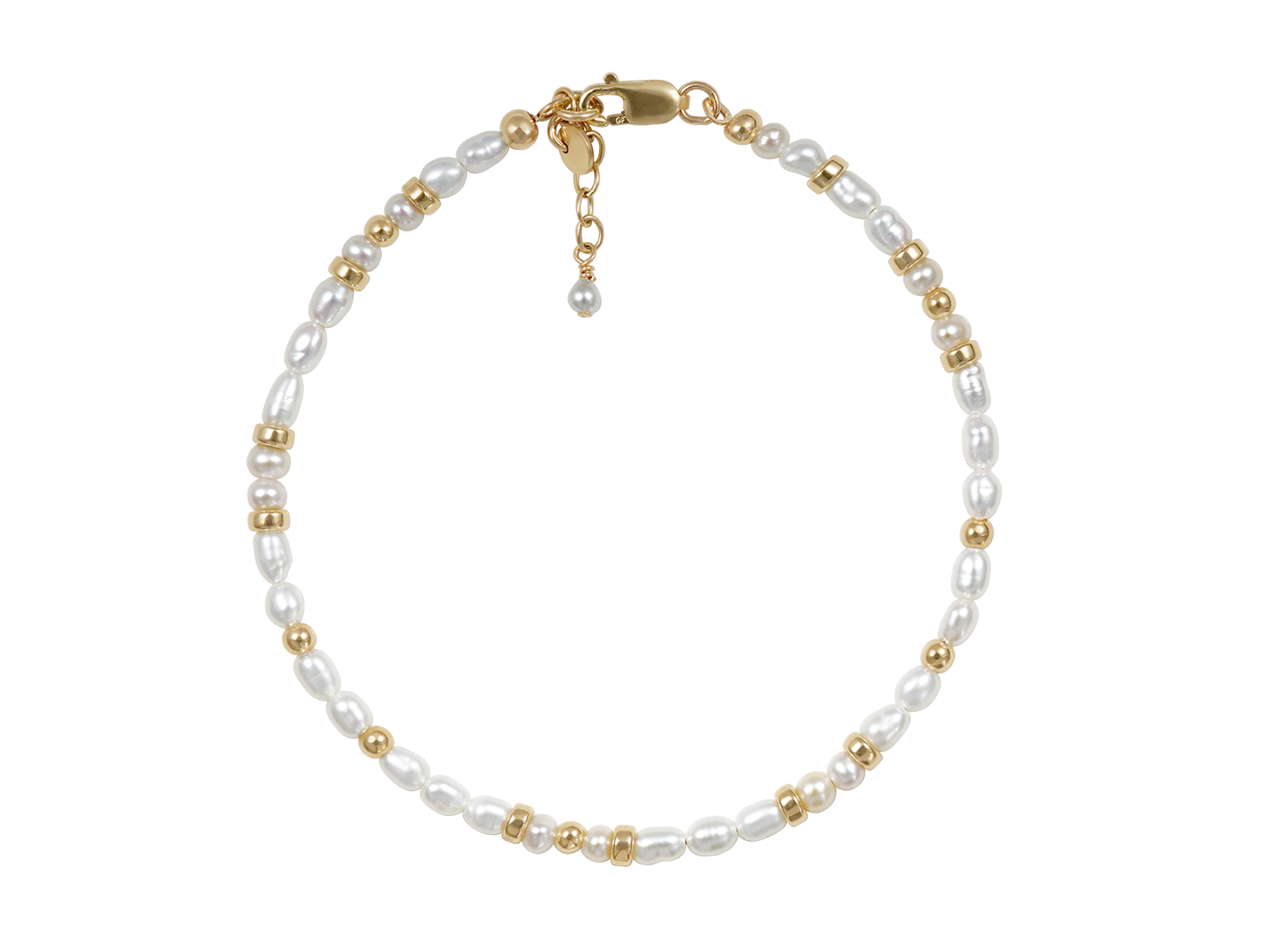 Maeve - Dainty Freshwater Pearl Bracelet with Gold Beads